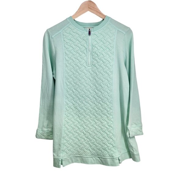 Soft Surroundings Golf Shores Pullover Quilted Crewneck Women's Size S Green - Picture 8 of 8